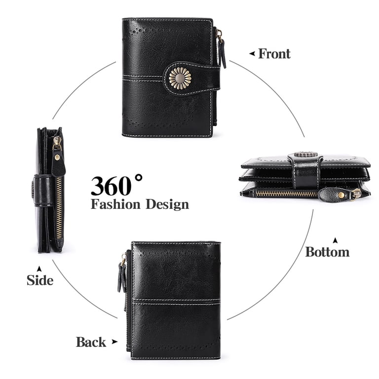 Sendefn Genuine Leather Bifold Wallet, Black photo 3