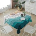 thumbnail image 6 of Teal Green Table Cloth Waterproof Tablecloths, Geometric Brown White Beach Waves Gradient Tablecloth Dining Table Cover for Kitchen Party Tabletop Outdoor, Square Tablecloth 54x54 Inch, 6 of 9