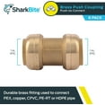 thumbnail image 2 of SharkBite 1 Inch Coupling, Pack of 6, Push to Connect Brass Plumbing Fitting, PEX Pipe, Copper, CPVC, PE-RT, HDPE, U020LF, 2 of 5