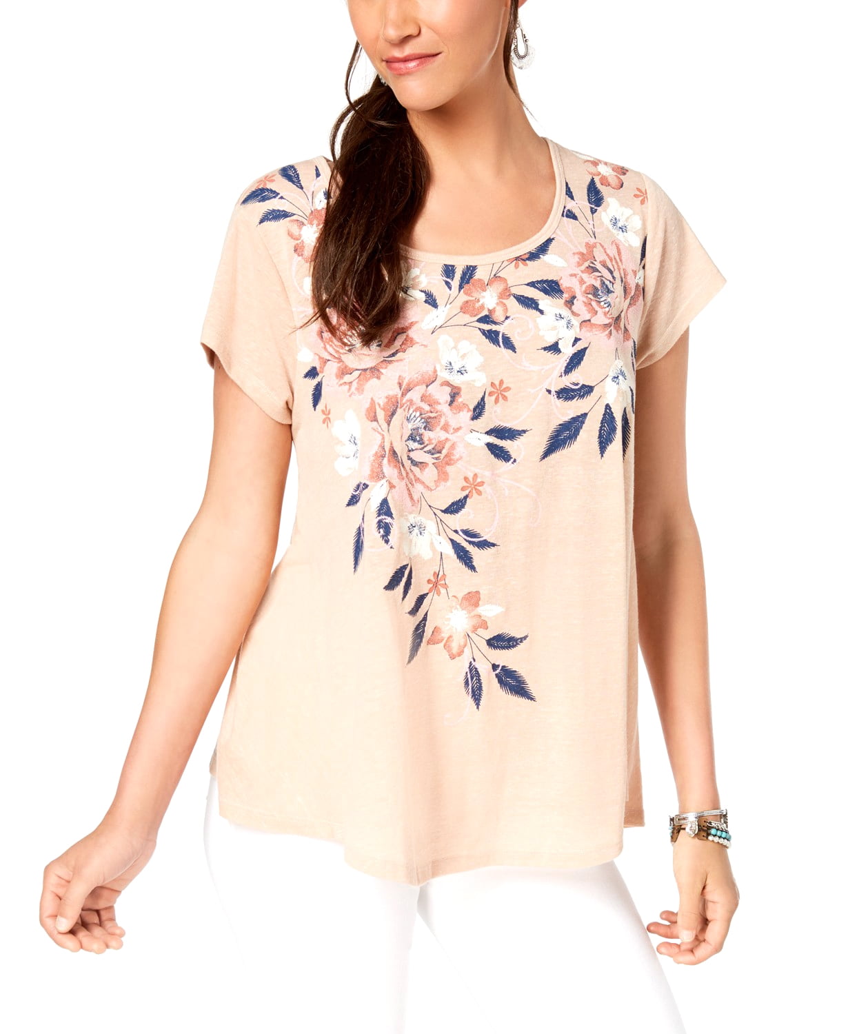 Photo 1 of PLUS SIZE 2X Style &  Co Women's Peach Floral Top Pink