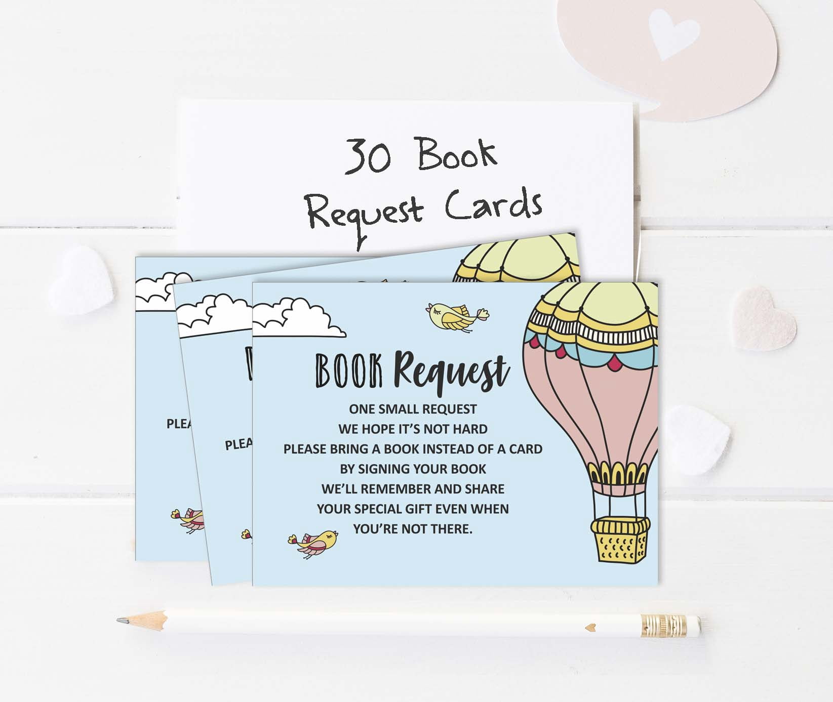 Inkdotpot 30 Books For Baby Shower Request Cards Bring A Book Instead Of A Card Gender Neutral Up Up & Away Baby On The WayBaby Shower Invitations Inserts Games