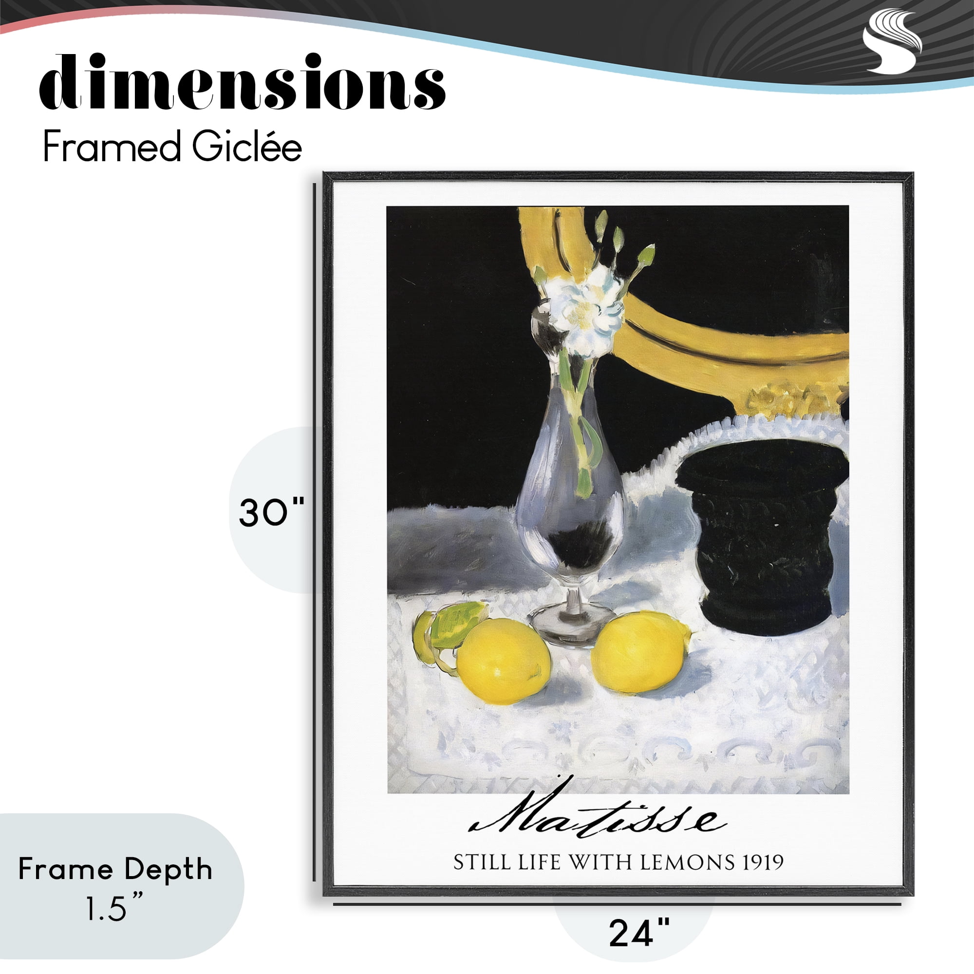 Stupell Industries Matisse Still Life Lemons Black Framed Giclee Art, design by Vintage Hustle