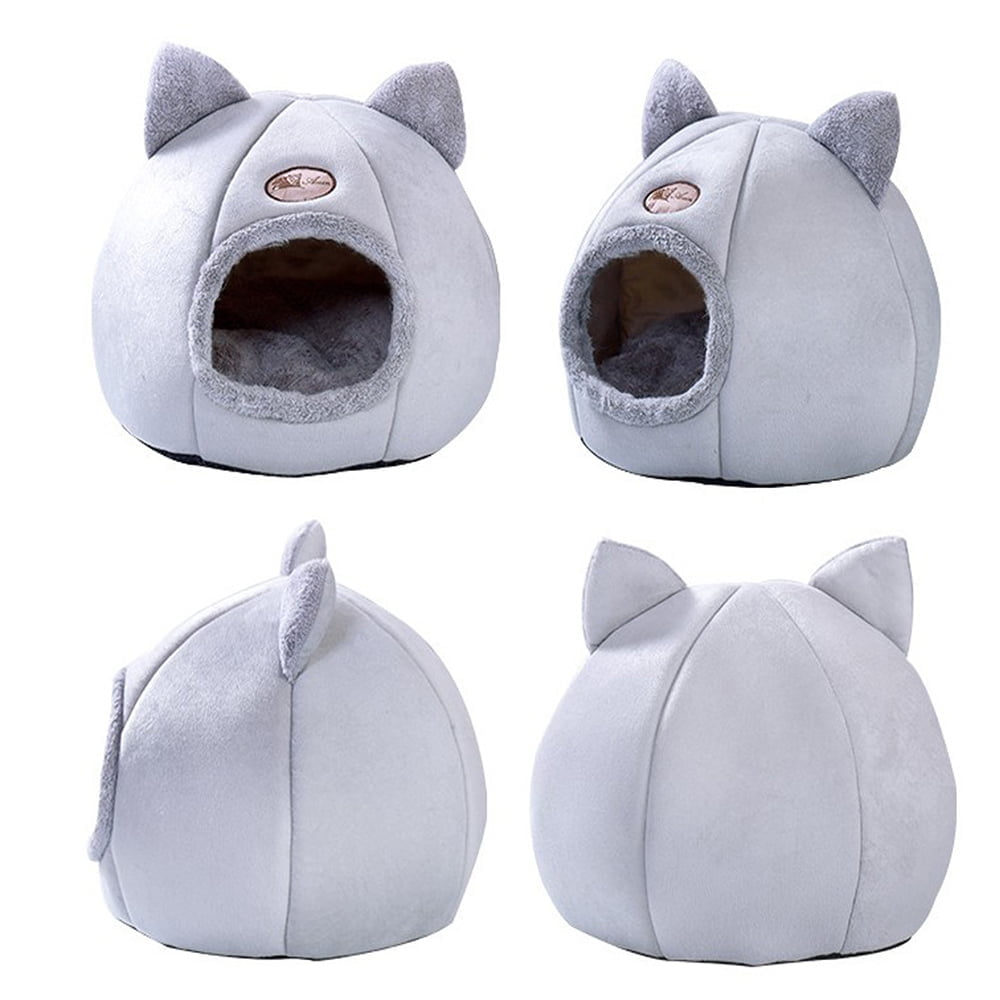 Cat House – Plush Enclosed Cat Bed with Removable Cushion – Pet Cave Bed for Kittens or Small Dogs up to 16lbs