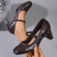 thumbnail image 4 of Xfvqtps Womens Mary Jane Heels Shoes Square Toe Ankle Strap Chunky Heel Spring Summer Vintage Style Comfortable Mid Heel Dressy Casual Wear, 4 of 9