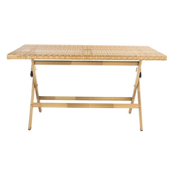 SAFAVIEH Akita Contemporary Modern Outdoor Patio Folding Table, Natural/White