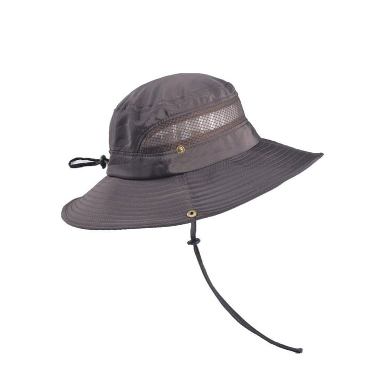 Wassery Mens Summer Sun Hat Bucket Fishing Hiking Cap Wide Brim UV Protection Hat, Men's, Size: One size, Brown