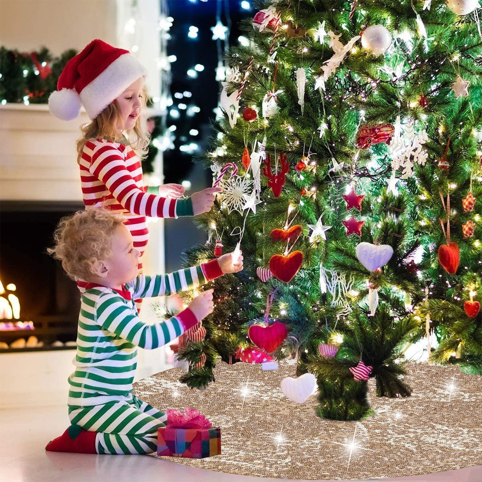 Jupe De Sapin De Noël En Peluche - 60 Cm - Couverture Décorative Pour Base D'Arbre Artificiel