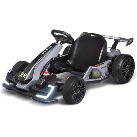 Blitzshark 24 V Kids Go Kart 300W Powerful Electric Pedal Go Kart, with Drift/Sports Mode, EVA Tires, Brake Pedal, Gray