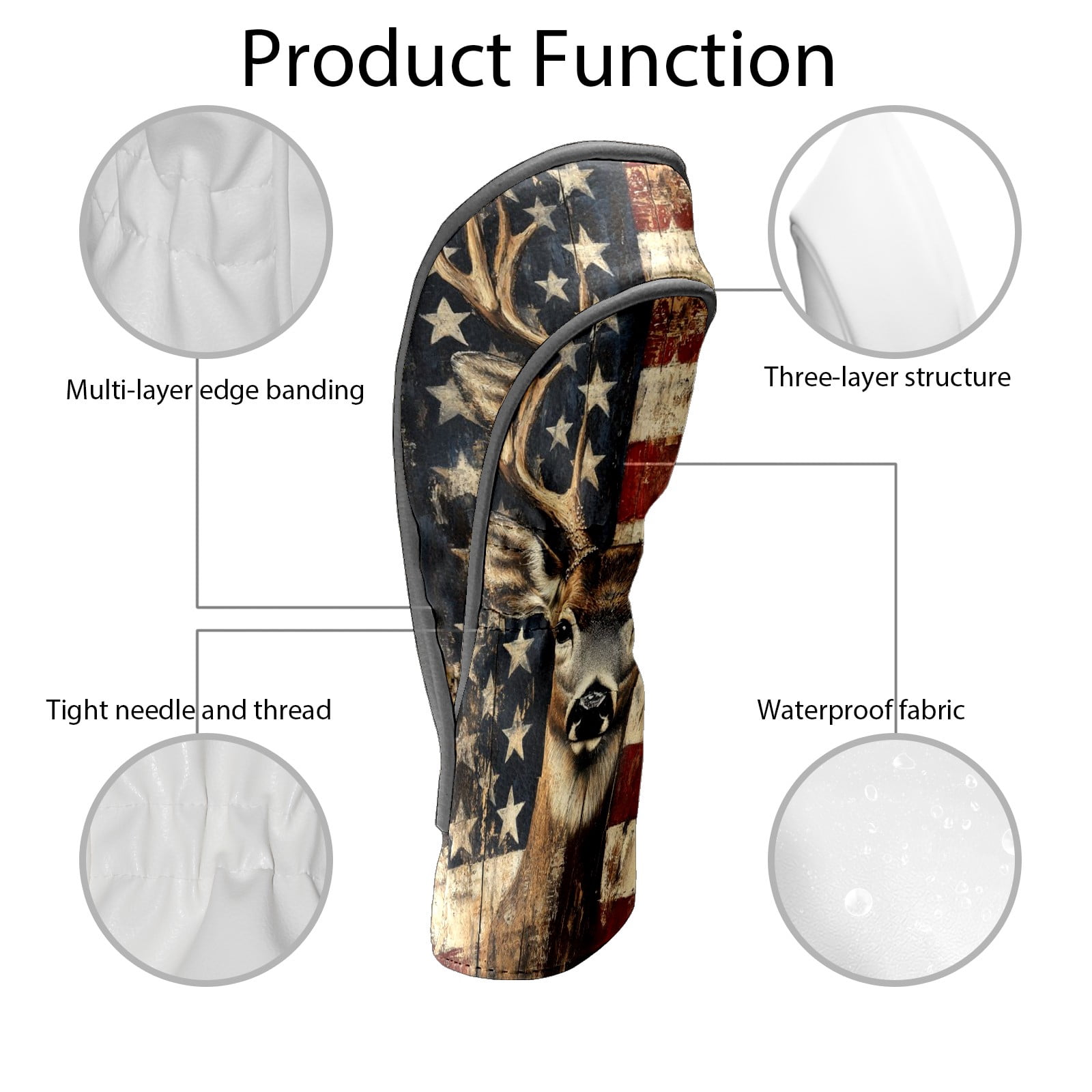 Golf Club Covers PU Leather Waterproof Head Covers for Fairway Woods Hybrids Banner Elk Unisex Fits Most Brands