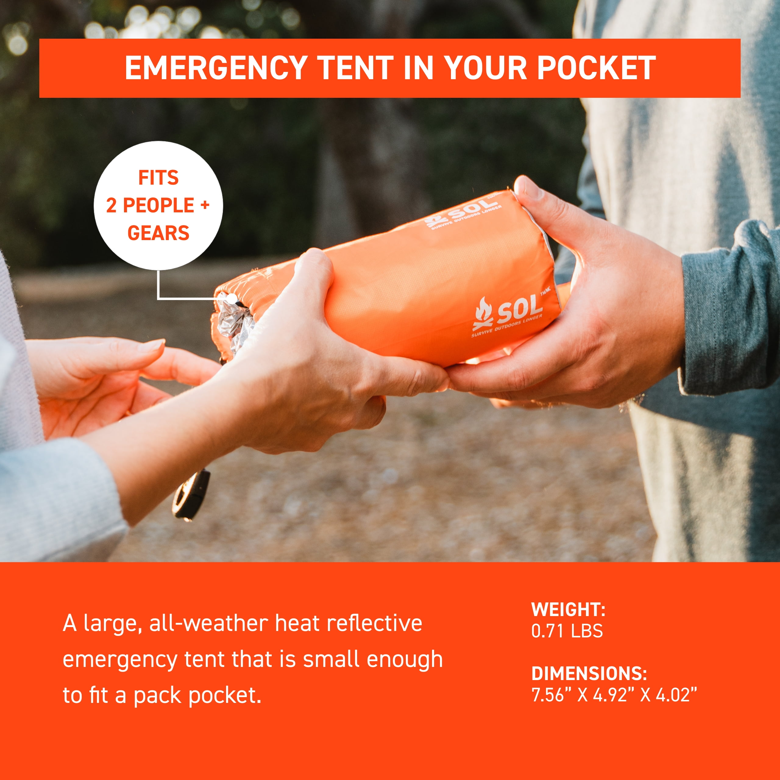 Survive Outdoors Longer Emergency Tent, Orange