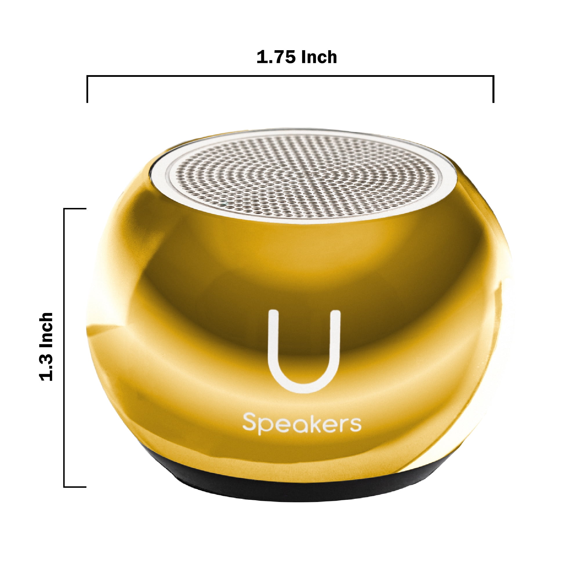 Fashionit U Speakers Mini Bluetooth Computer Speaker 2-Pack Bundle with Matching Speaker, Built-In Mic & Selfie Remote Control, for Workspace, Desktop, Laptop, Mobile, Tablet, PC - Mirror Gold
