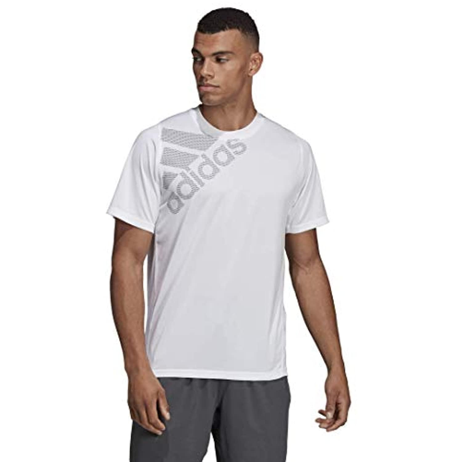 adidas Men's Freelift_Sport Graphic Tee Badge of Sport White Small