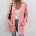 thumbnail image 2 of Chunky Knit Cardigans for Women Long Sleeve Open Front Sweaters Solid Color Above the Knee Cardigan Fall Knitwear, 2 of 5