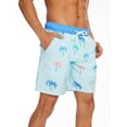 thumbnail image 3 of Biezeib Men's Summer Casual Beachwear Shorts Tropical Tree/Contrast Color Drawstring Sports Shorts, 3 of 6