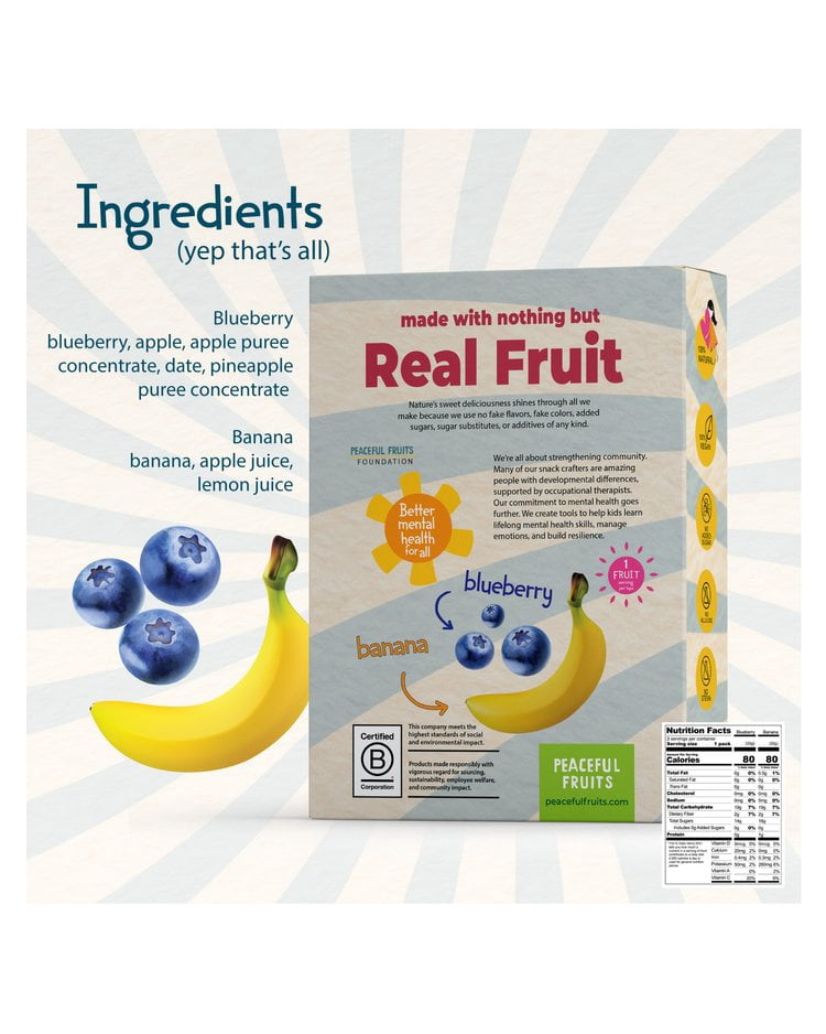 Peaceful Fruits Fruit Tape Box Blueberry Banana (12 Pack) 3 oz