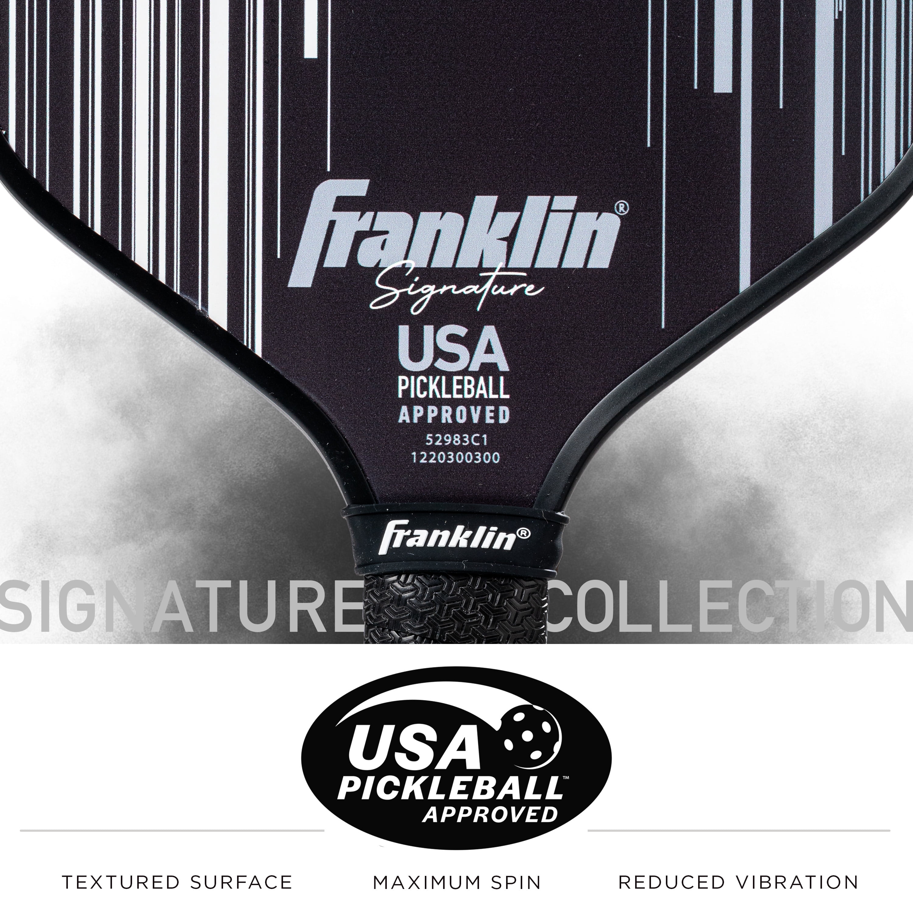 Franklin Sports Pro Pickleball Paddles - Signature Series Pro Pickleball Paddle with MaxGrit Surface - USA Pickleball (USAPA) Approved Tournament Pickleball Paddle - 13mm Polypropylene Core - Black