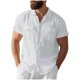 thumbnail image 2 of Ceisia Men's Relaxed Fit Short Sleeve Turndown Collar Slub Linen Shirt with Dual Chest Pockets White XXXL Gifts, 2 of 9