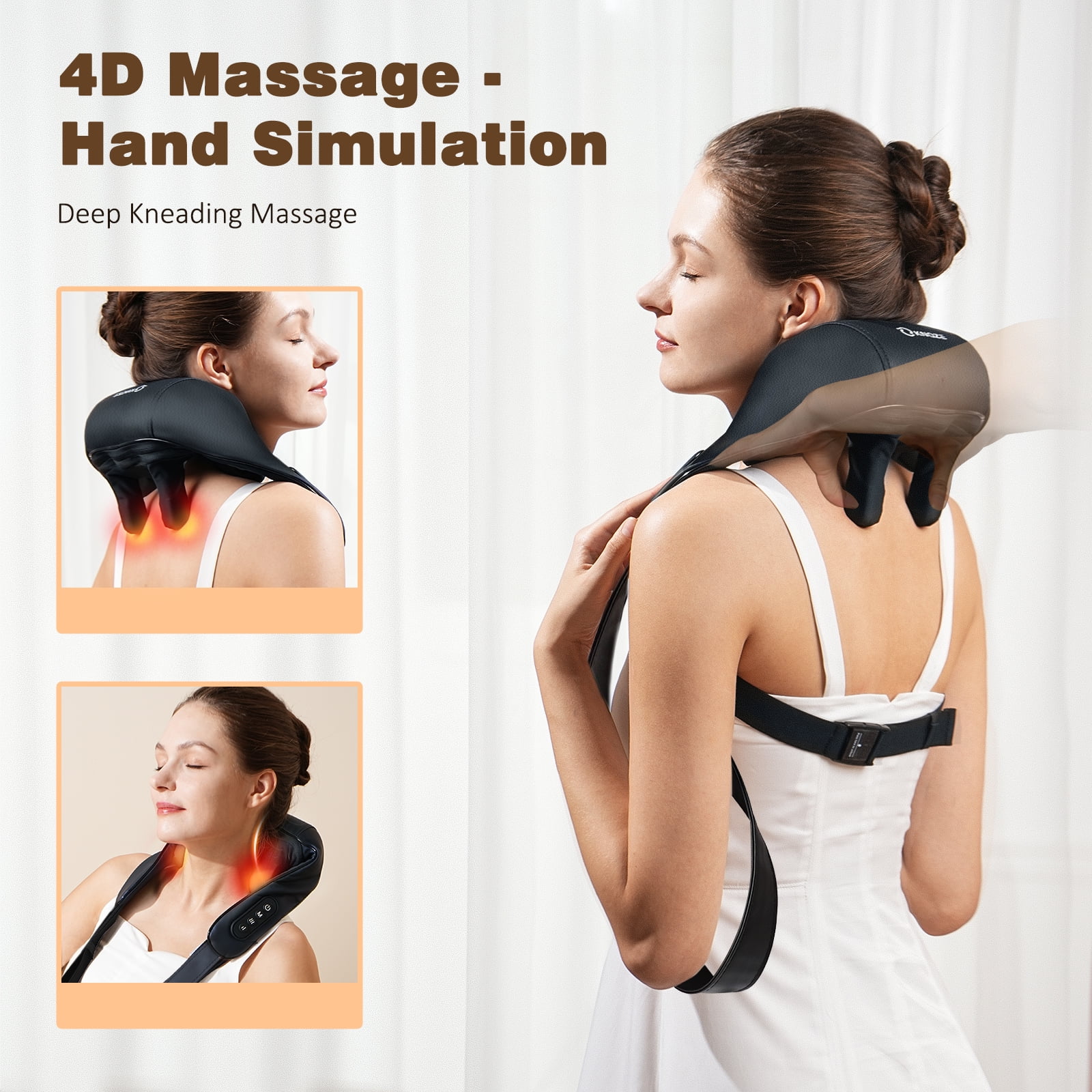 Neck Massager For Pain Relief Deep Tissue Trapezius Shoulder Massage Tissue  4D Electric Kneading Heat Neck Muscle Massage Appara - AliExpress