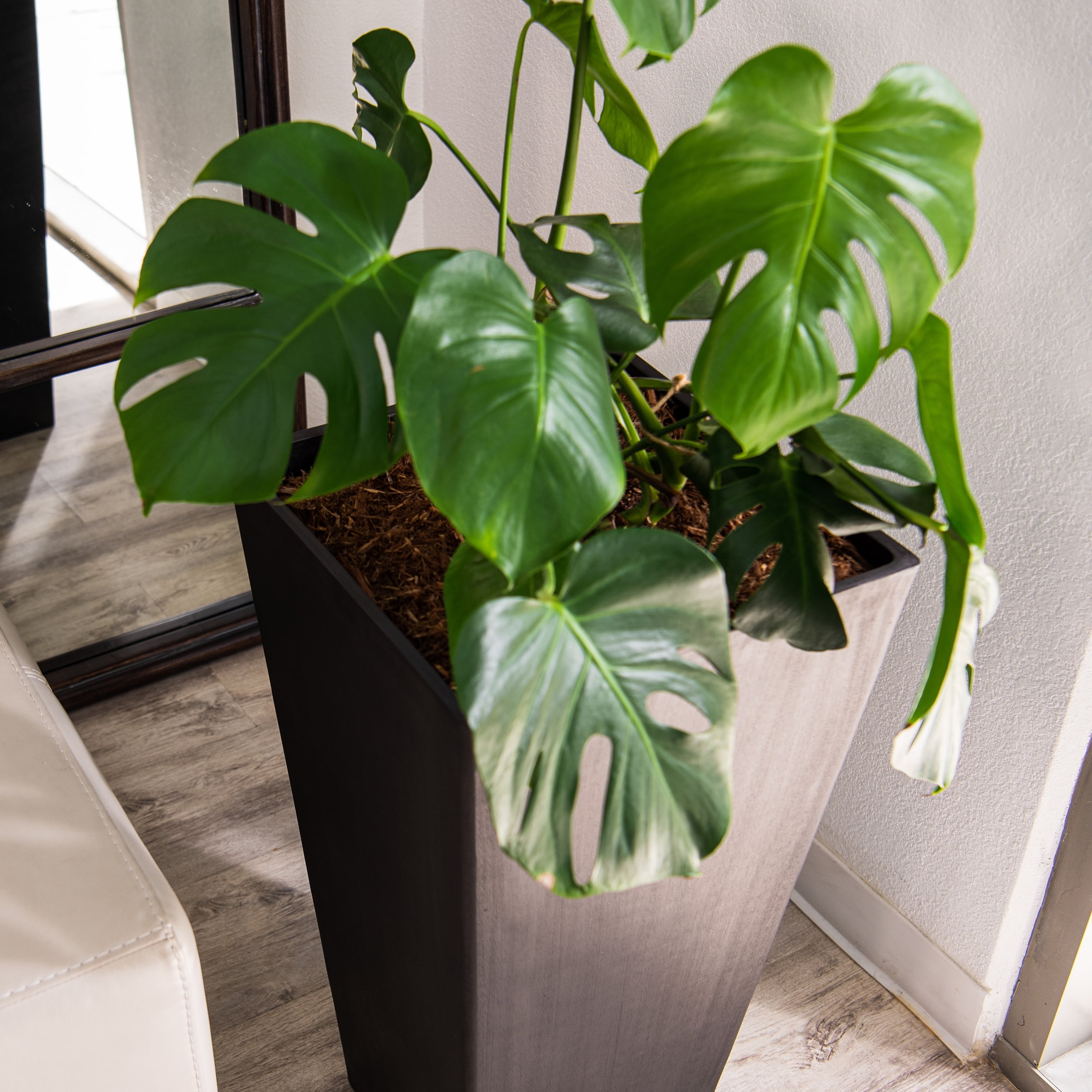 XBrand Modern 30-Inch Tall Square Planter, Modern Tapered Planter Perfect for Indoor & Outdoor Planter, Patio Décor, Black