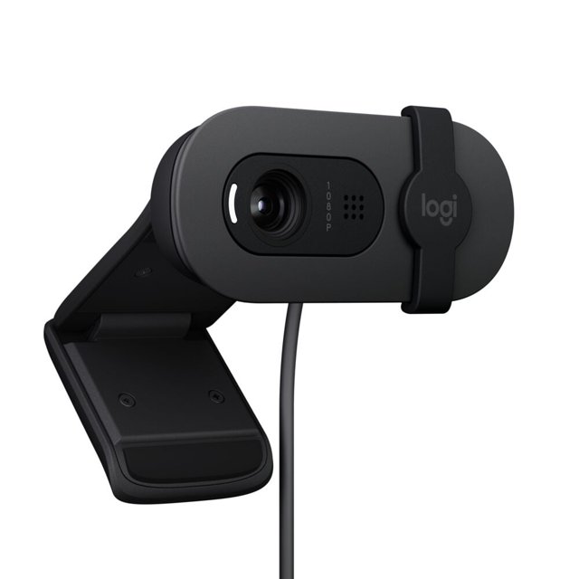 Refurbished Logitech 960-001106 Brio Full HD Webcam for Meetings and Streaming, Auto-Light Balance, Privacy Shutter, Graphite