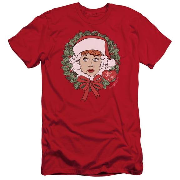 I Love Lucy Wreath S/S Adult 30/1 T-Shirt Red