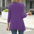 thumbnail image 3 of Hvyesh 3/4 Sleeve Tunic Tops for Women Dressy Crew Neck Casual Blouse Flowy Hide Belly Shirts to Wear with Leggings, 3 of 5