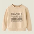 thumbnail image 5 of Boys Sweatshirt Long Sleeve Plus Warm Pullover Cute Letter Print Casual Thick Round Neck Tops Khaki 3 Years-4 Years, 5 of 7