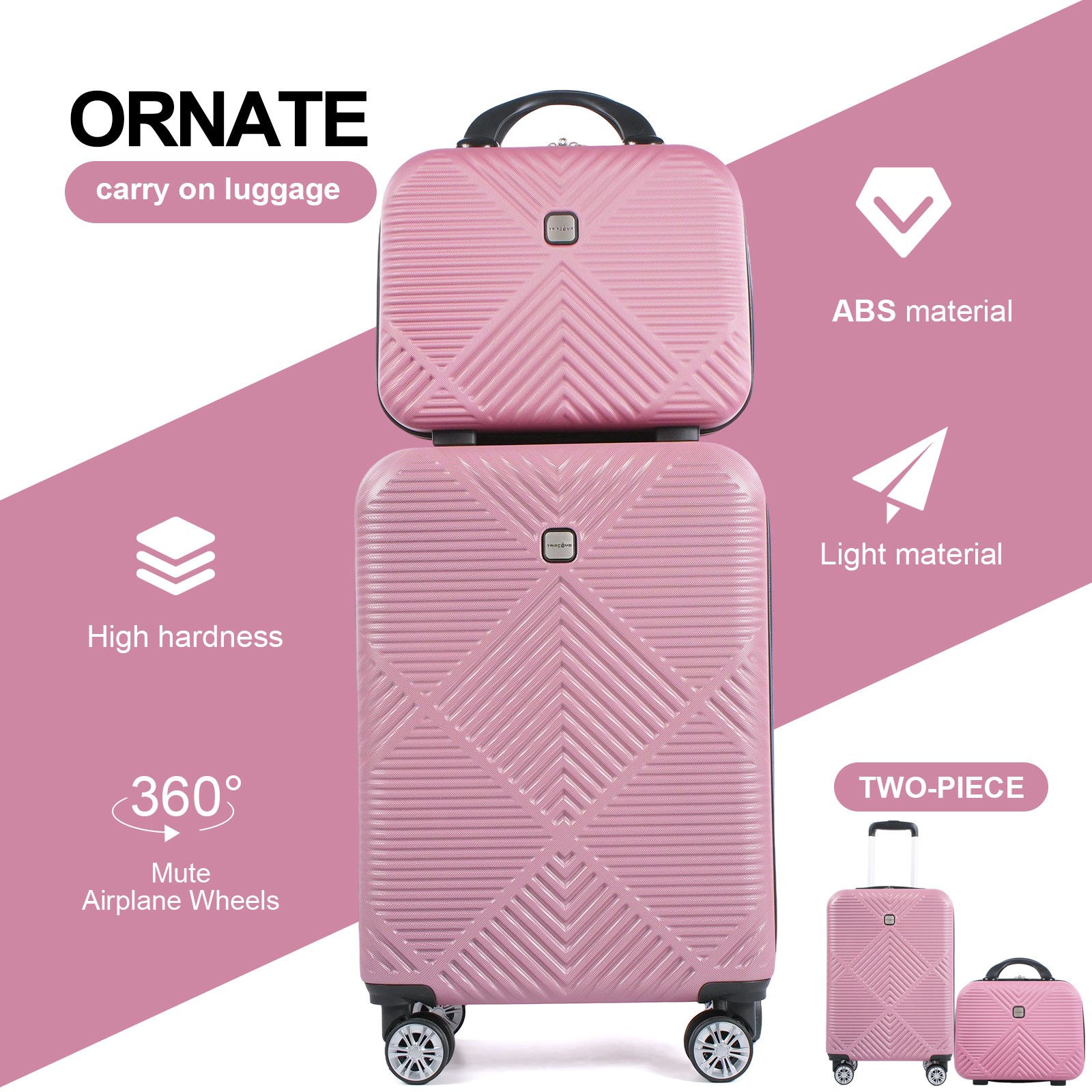 TRIPCOMP 2-Piece Hardside Luggage Set, Pink photo 3