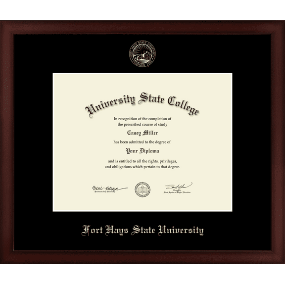 Fort Hays State University Diploma Frame, Document Size 11" x 8.5"