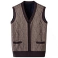 thumbnail image 1 of Chaqueta de Punto de Cuello en V de los Hombres, Abrigo Cálido con Ligero Estiramiento para el Otoño Y el Uso Casual Diario, Blusa en Capas de Moda, 1 of 3