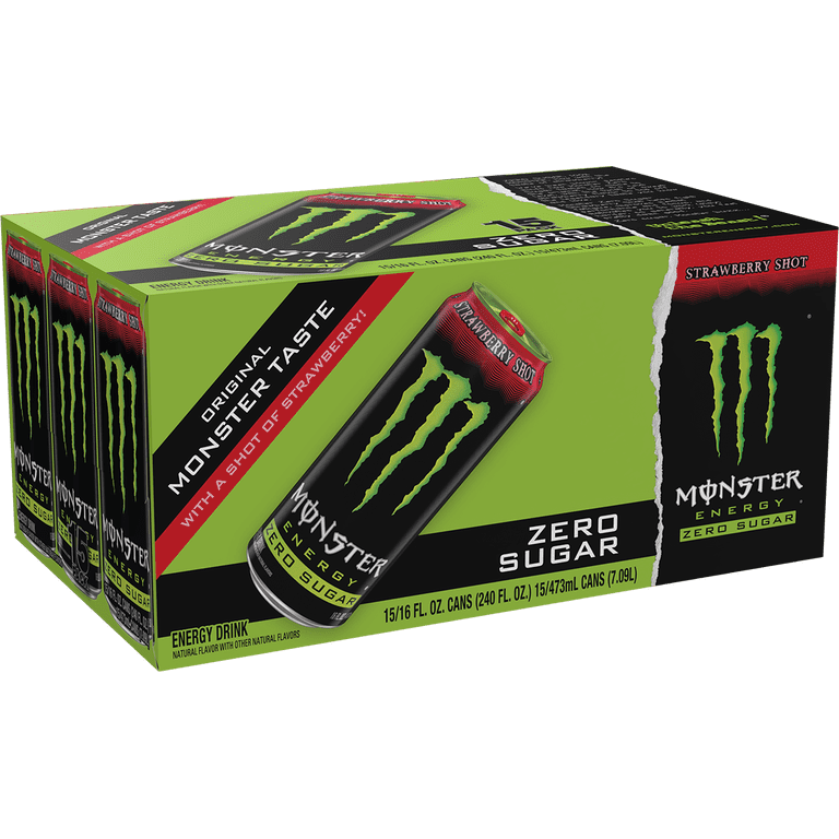 Monster Energy Zero Sugar Strawberry Shot, 16 fl oz, 15 Pack photo 2
