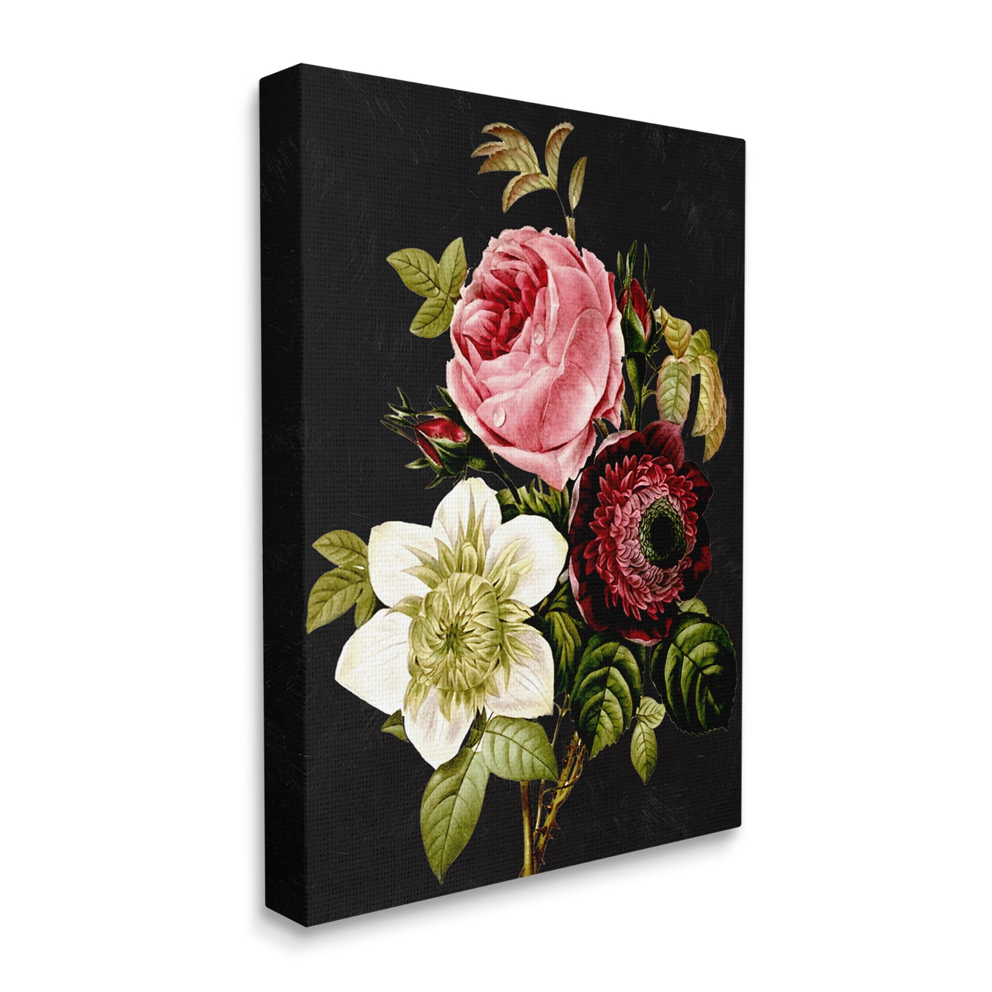 Stupell Industries Pink & Red Florals Botanical & Floral Painting Gallery Wrapped Canvas Print Wall Art, 24 x 30