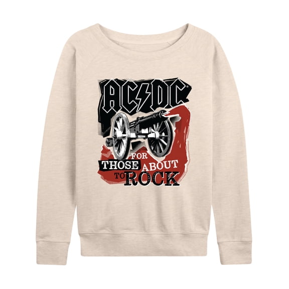 AC/DC - Rock Strokes Women's Lightweight French Terry Wide Neck Long Sleeve Graphic Shirt