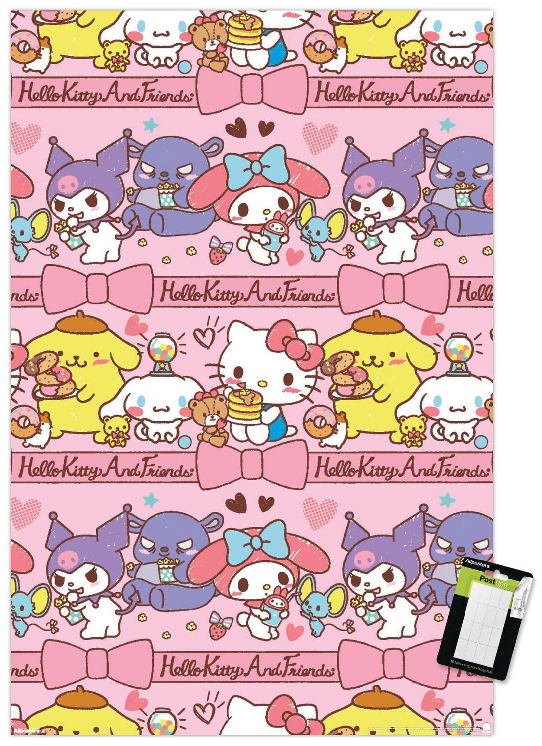 Hello Kitty and Friends: 25 Snack Time - Collage Wall Poster, 14.725" x 22.375" Framed