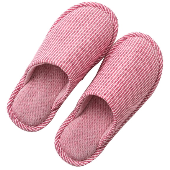 Minkissy 1Pair Fashion Red Cotton Linen Slippers with Skidproof Sole for Home Use