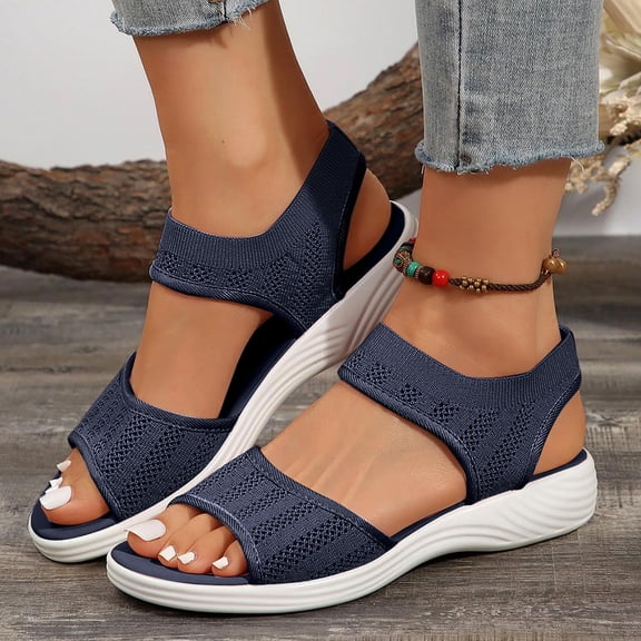 Willtoo 2026 Orthopedic Sandals for Women Non Slip Slip on Arch Support Flat Wedge Sandals Lightweight Walking Shoes 2026 Vacation Beach 2026 Orthopedic Shoes