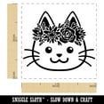 thumbnail image 2 of Cat Wearing a Flower Crown Self-Inking Rubber Stamp Ink Stamper - Red Ink - Small 1 Inch, 2 of 7