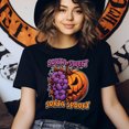 thumbnail image 3 of Women's Halloween T-Shirt, "Sorta Sweet Sorta Spooky" Pumpkin & Flowers Graphic Tee, Gold, Size 2XL, 3 of 6