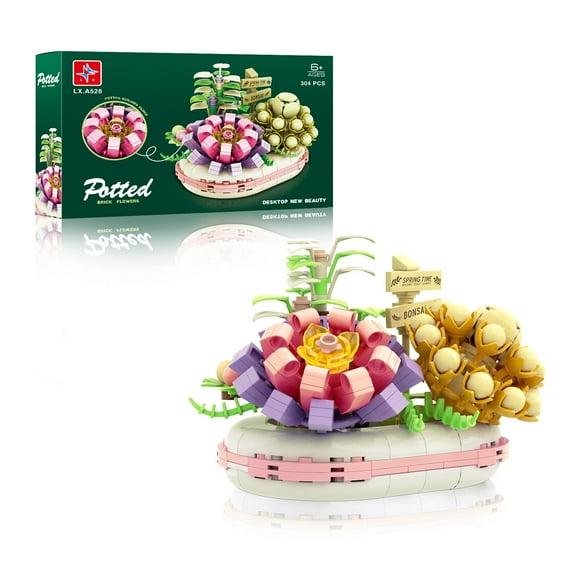 Succulent Bonsai Botanical Building Set, Mini Building Blocks Succulent Plants, Creative DIY Collection Construction Building Bricks Toy for Kids Adult Home Decor (304Pieces)