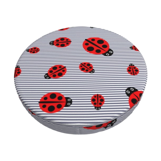Disketp Ladybug Funda Redonda para Taburete, Funda de Cojín para Silla de Bar Suave y Elástica-13 inch