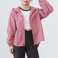 thumbnail image 7 of Women's Lightweight Hooded Jacket Long Sleeve Zip Up Breathable Solid Color Outerwear with Pockets Pink XL(XL), 7 of 7