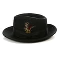 thumbnail image 2 of Ferrecci Black Wool Crushable Fedora with Removable Feather - Unisex, Men’s, Women’s Traveler Hat (Medium 57cm-7 1/8), 2 of 4
