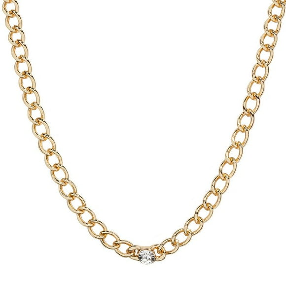 LC Lauren Conrad Gold Tone Chain Necklace with Center Simulated Crystal, Women's