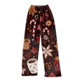 thumbnail image 6 of Christmas Petite Pajamas for Women Fall Flannel Christmas Snowflake Print Pj Bottoms Holiday Elastic Waist Soft Pajama Pants Comfy Casual Sleep Lounge Pants Deep Red 2XL, 6 of 7