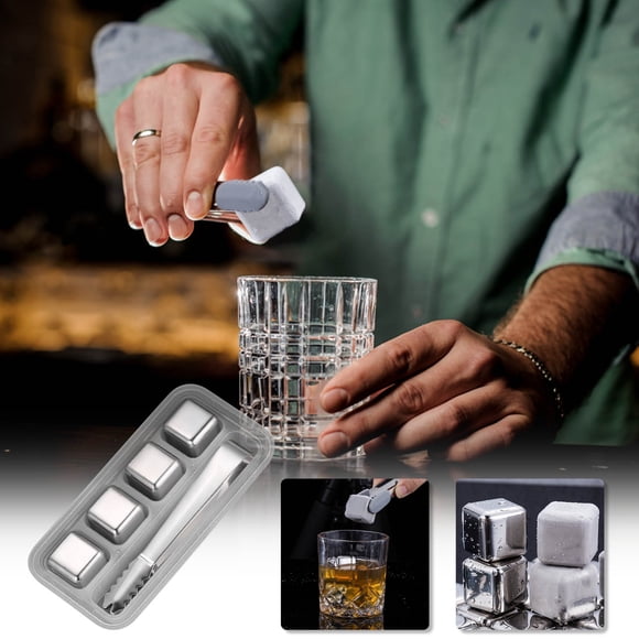 TIMIFIS A Bottle Whiskey Ice Stone Ice Wine Stone Reusable Stainless Steel,Set of 8 Cool Cubes Wine Beer and All Drinks Kitchen Gadgets