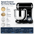 thumbnail image 3 of UHOMEPRO 3-in-1 Stand Mixer, 5QT Tilt-Head 10-Speed Electric Stand Mixer, Stainless Steel Bowl, Dough Hook, Flat Beater and Wire Whisk for Baking, Black, 3 of 9