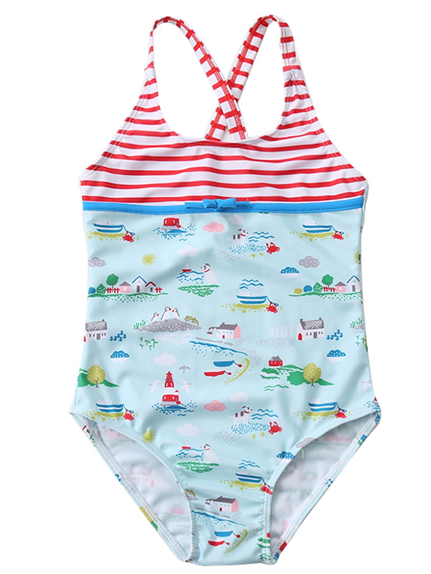 Lallc Girls Swimwear Bikini Kids Swimsuit Strappy Monokini Summer