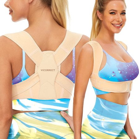 Vicorrect Correcteur de Posture pour Femmes et Hommes, Redresse-Dos Supérieur Ajustable et Correcteur de Posture Offrant un Soulagement de la Douleur du Cou, des Épaules et du Haut du Dos (Grand Très Grand)