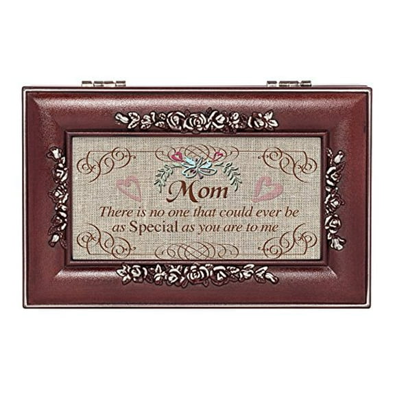 Cottage Garden Special Mom Burlap Design Rose Wood Finish Jewelry Music Box Plays You are My Sunshine