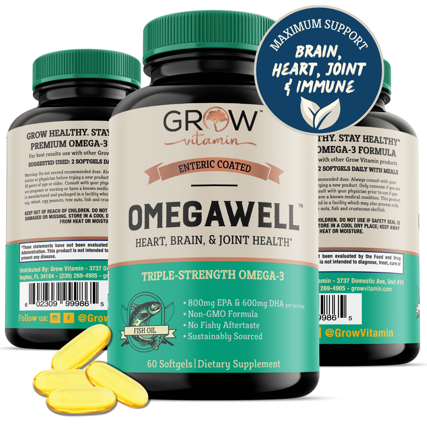 OmegaWell Fish Oil Heart, Brain, and Joint Support Natural Lemon